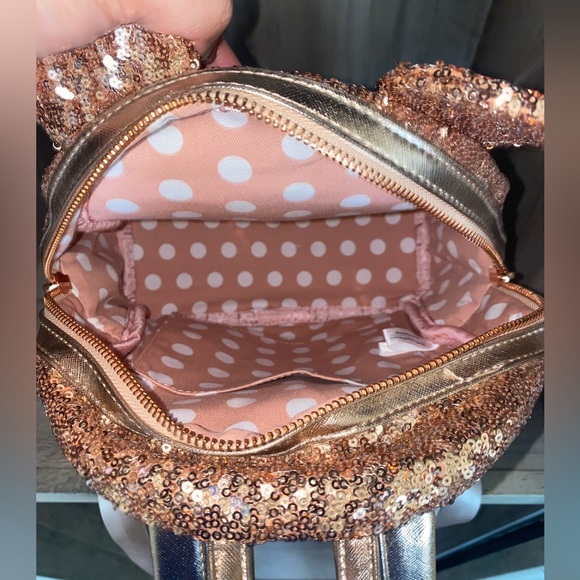 Rose Gold Disney Backpack and Disney Minnie Matching Ears - Picture 2 of 4